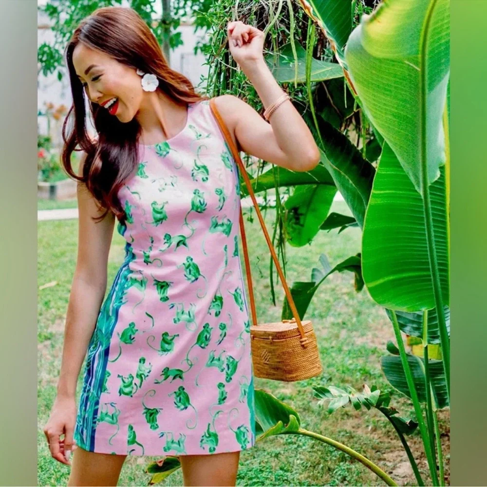 Lilly Pulitzer Pink One-Shoulder Tropical Print Dress - Picture 2 of 7